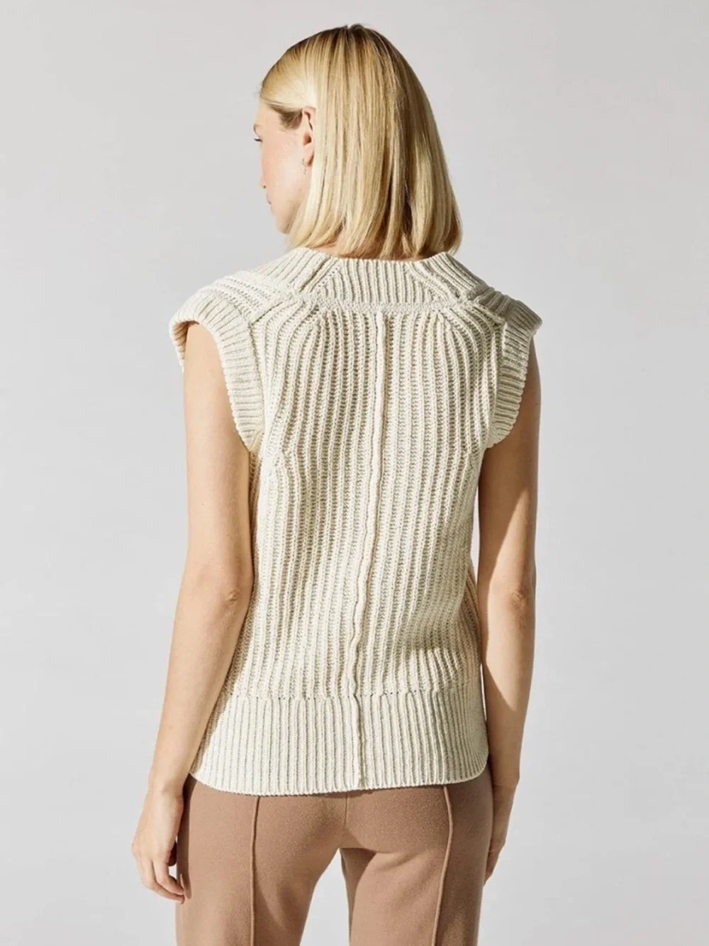 Brochu Walker Uma Sleeveless V-Neck Sweater Vest In Vanilla